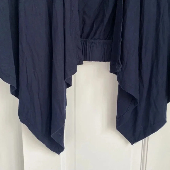 Premise Studio Open Navy Blue Ruched Sleeve Flowy Quarter Sleeve Cardigan Size S - Picture 4 of 8